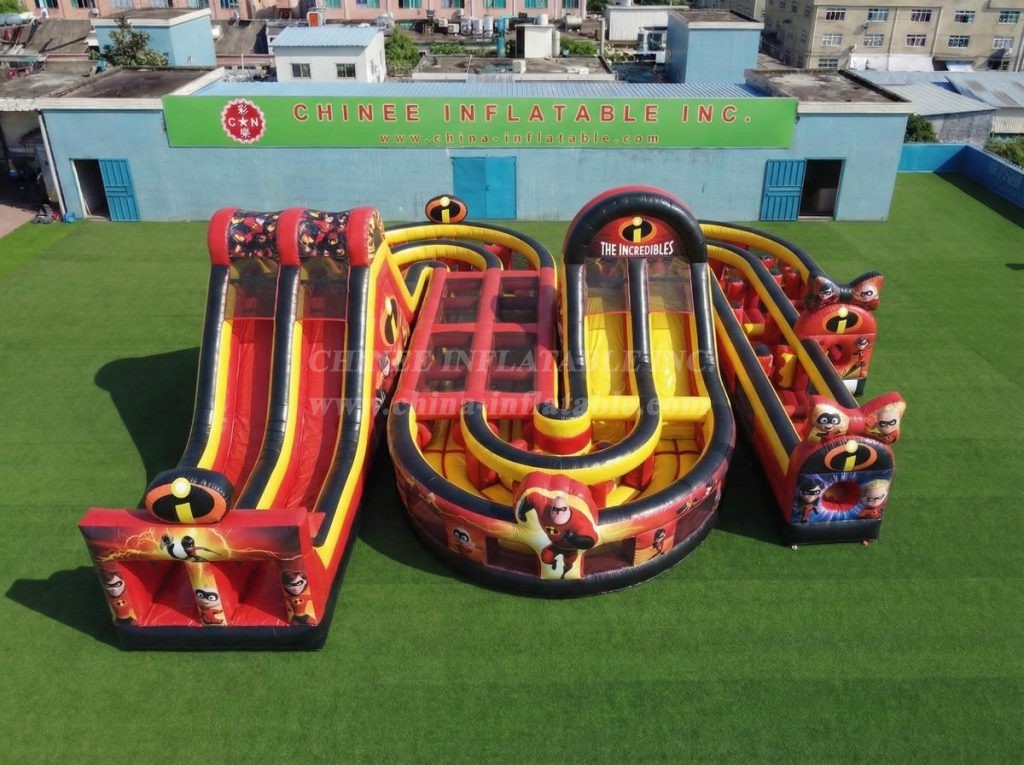 CR2-843 The Incredibles Theme Giant Inflatable Obstacle Courses Challenging Run
