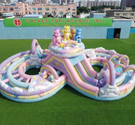 CR2-938 Care Bears Theme Ginat Inflatable Obstacle Courses Challenging Run