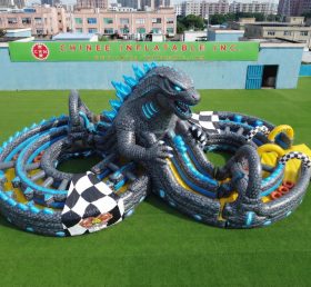 CR2-947 Godzilla Theme Ginat Inflatable Obstacle Courses Challenging Run