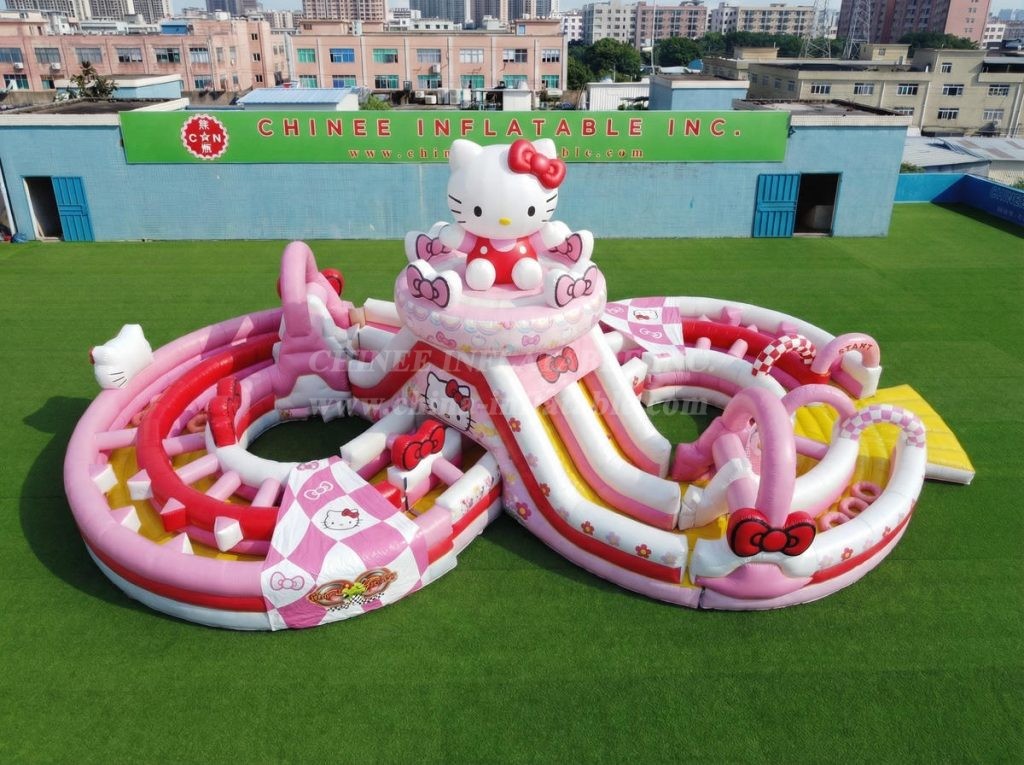 CR2-948 Hello Kitty Theme Ginat Inflatable Obstacle Courses Challenging Run