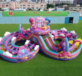 CR2-969 Shimmer & Shine Theme Ginat Inflatable Obstacle Courses Challenging Run