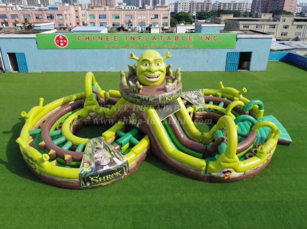 CR2-970 Shrek Theme Ginat Inflatable Obstacle Courses Challenging Run