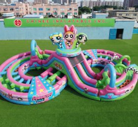 CR2-981 The Powerpuff Girls Theme Ginat Inflatable Obstacle Courses Challenging Run