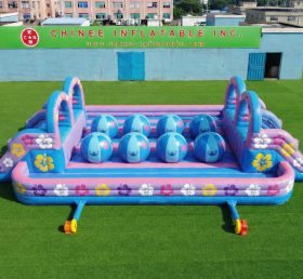 T11-4751I Lilo Stitch Theme Inflatable Dual Wipeout Big Balls Obstacle Course