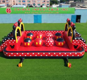 T11-4751L Mickey Minnie Theme Inflatable Dual Wipeout Big Balls Obstacle Course