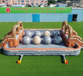 T11-4751X The Flintstones Theme Inflatable Dual Wipeout Big Balls Obstacle Course