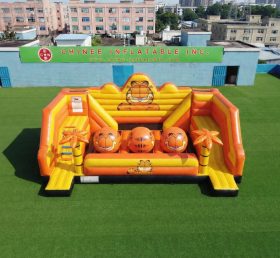 T11-4750D Garfield Theme Inflatable Wipeout Big Balls Obstacle Course