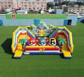 T11-4750L Pokemon Theme Inflatable Wipeout Big Balls Obstacle Course
