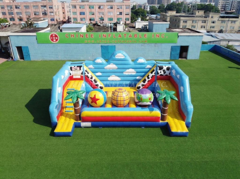 T11-4750R Toy Story Theme Inflatable Wipeout Big Balls Obstacle Course