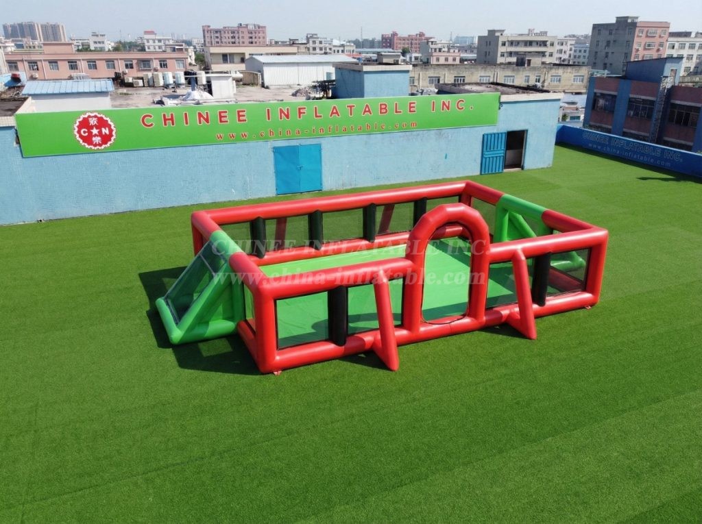 T11-7322 Inflatable Soccer Arena with Arched Entrance and Perimeter Mesh