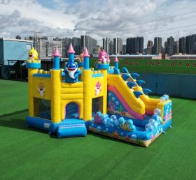 T2-8772 Baby Shark Theme Bouncy Castle with Slide & Pool