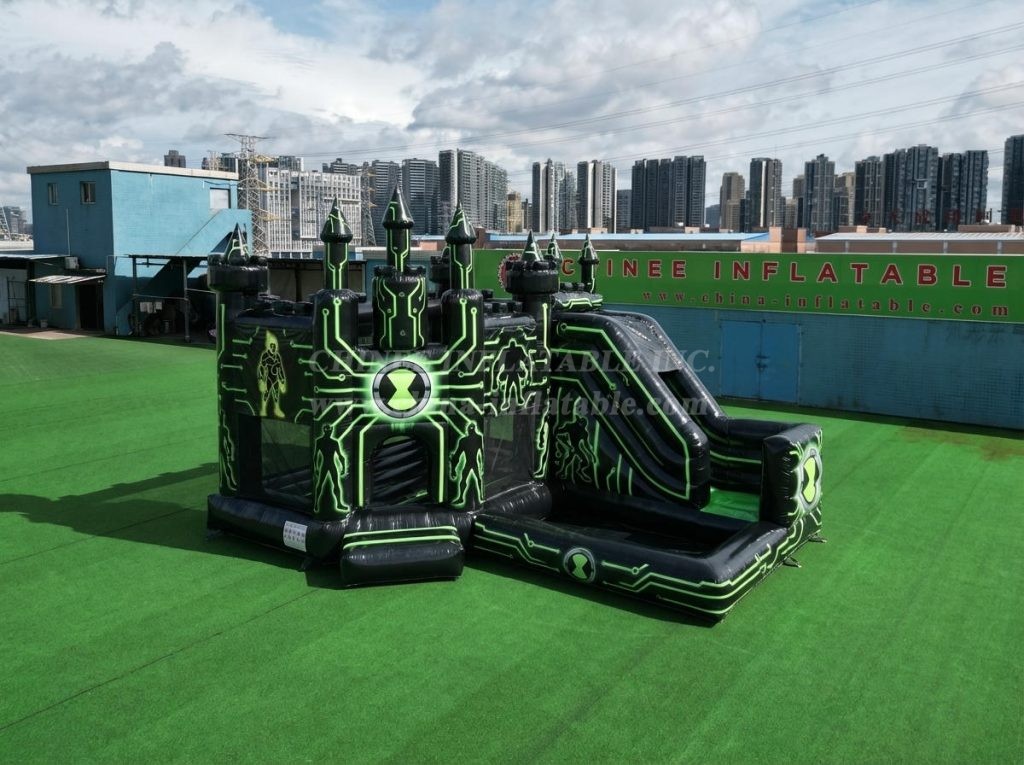 T2-8776 Ben 10 Theme Bouncy Castle with Slide & Pool