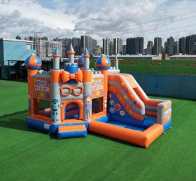 T2-8780 Blippi Wonders Theme Bouncy Castle with Slide & Pool