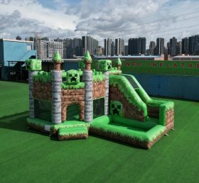 T2-8807 Minecraft Theme Bouncy Castle with Slide & Pool
