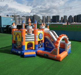 T2-8827 Rusty Rivets Theme Bouncy Castle with Slide & Pool
