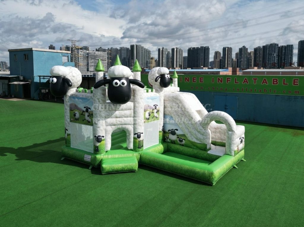 T2-8829 Shaun The Sheep Theme Bouncy Castle with Slide & Pool