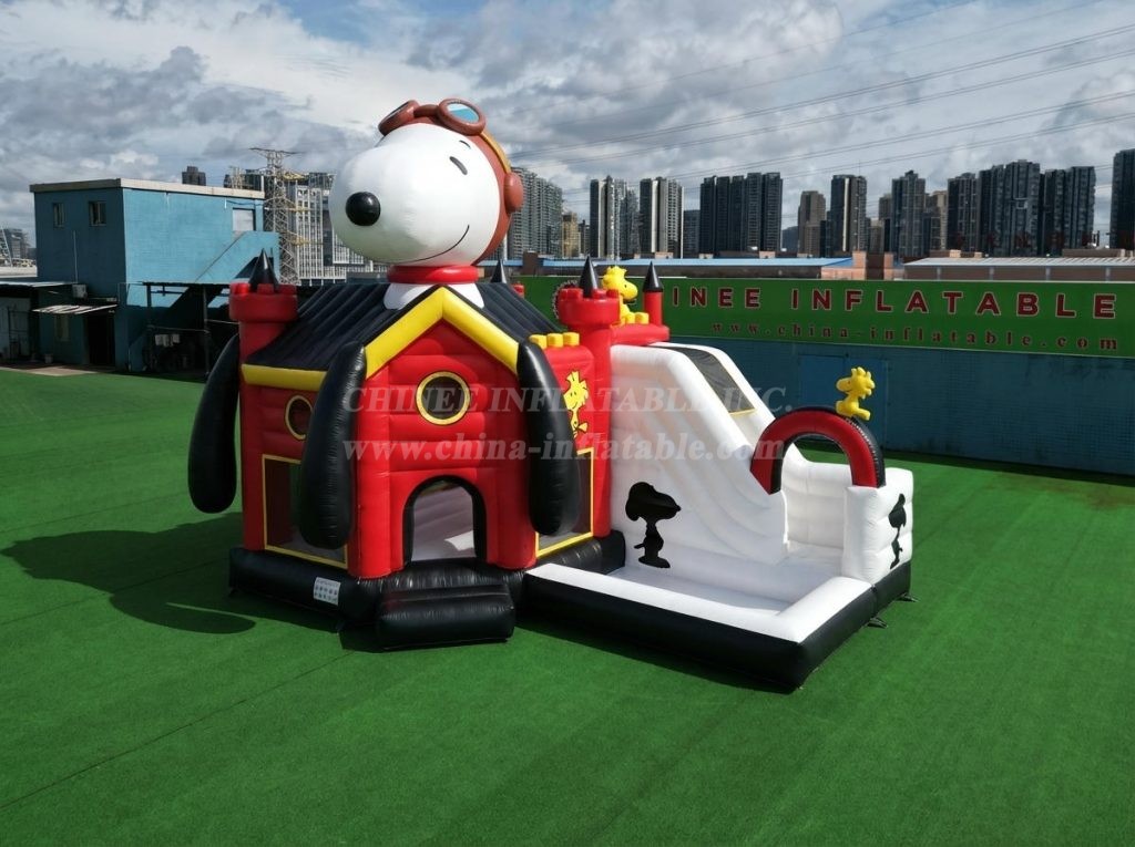 T2-8833 Snoopy Theme Bouncy Castle with Slide & Pool