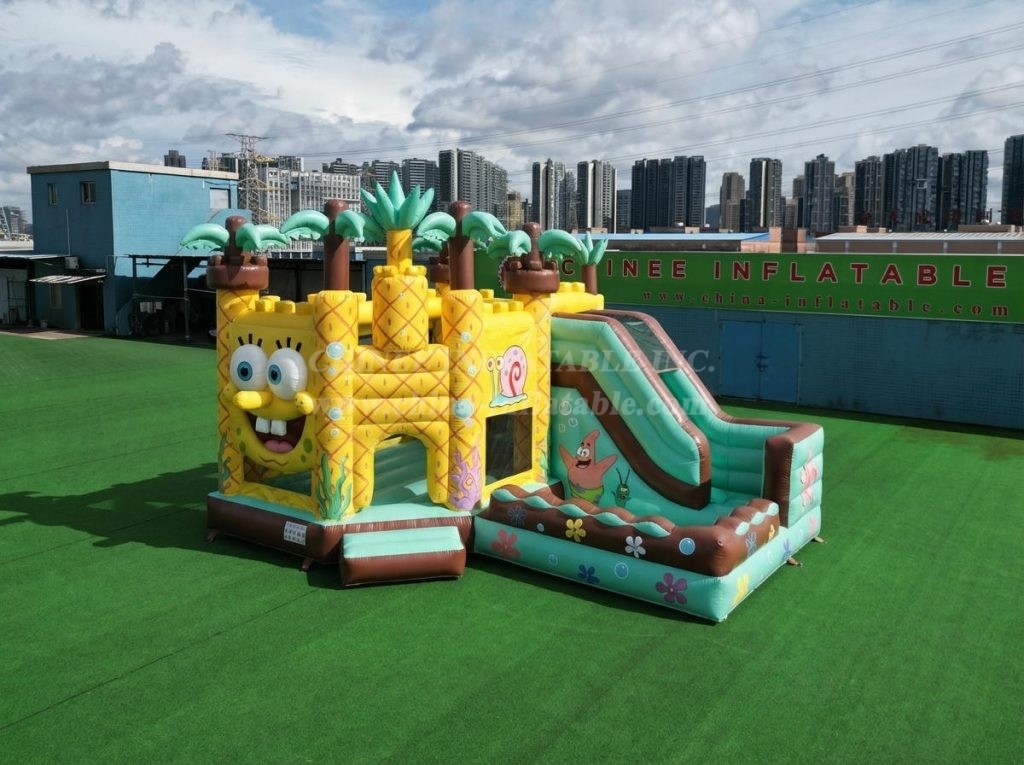 T2-8837 SpongeBob Theme Bouncy Castle with Slide & Pool