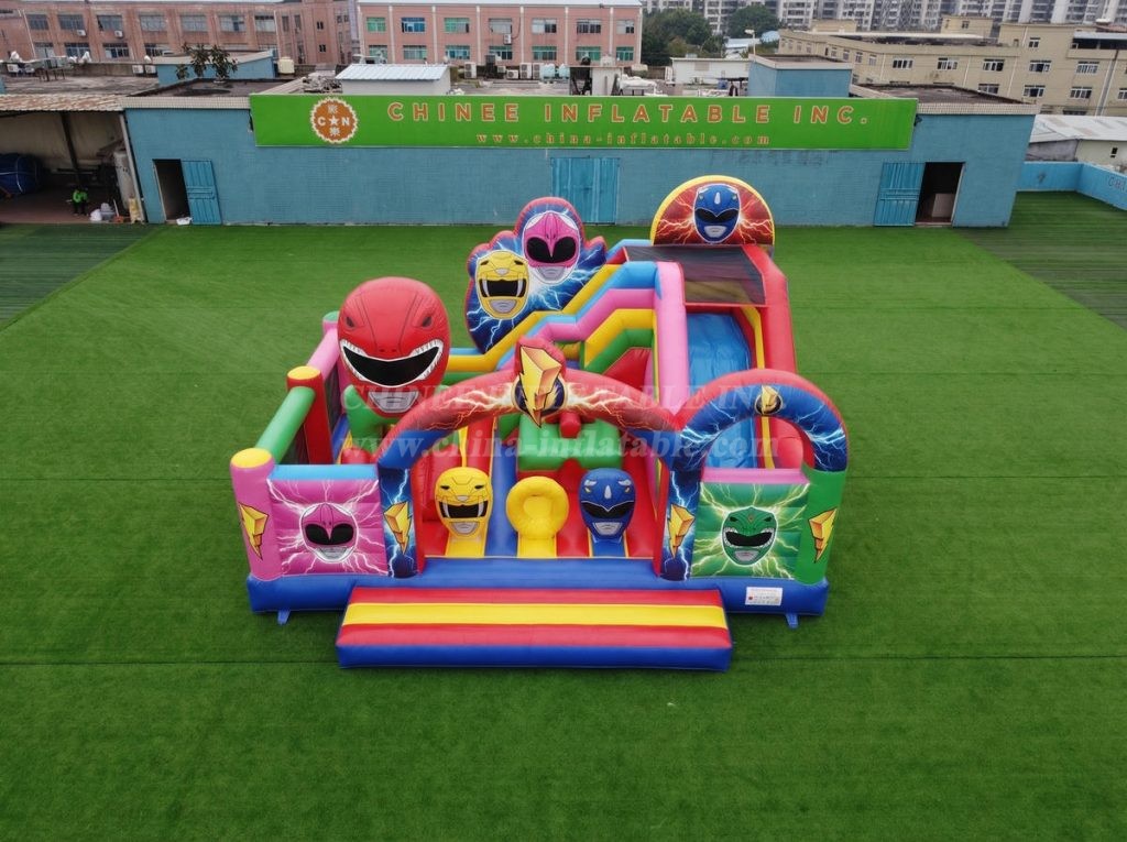 T2-8902 Power Rangers Theme Bouncy Castle With Slide