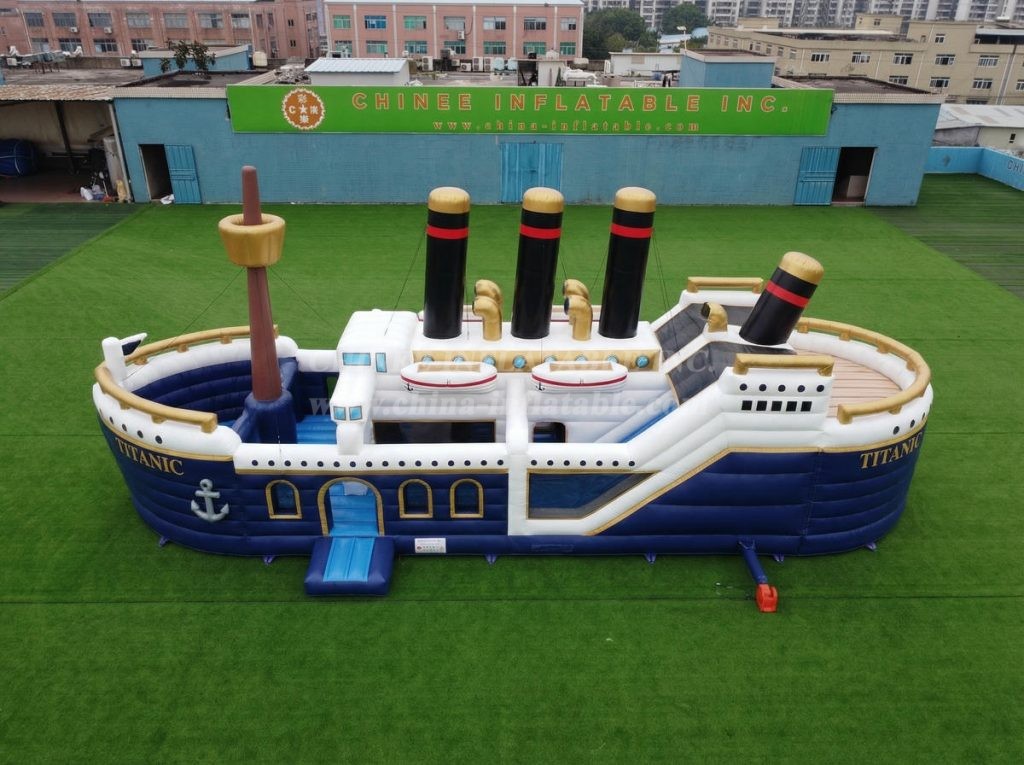 T2-8930 Titanic Theme Bouncy Castle With Slide