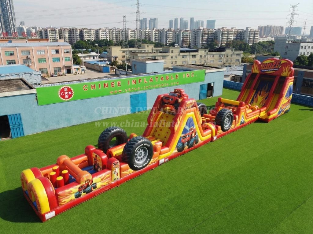 T7-4514 Blaze Monster Theme Infltable Obstacle Courses