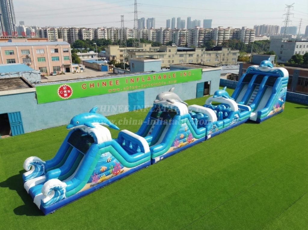 T7-4537 Dolphin Theme Infltable Obstacle Courses