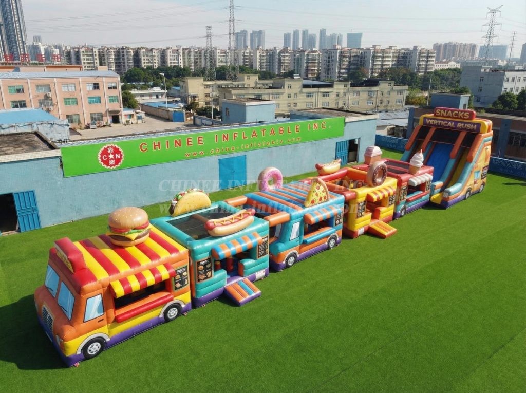 T7-4549 Food Trucks Theme Infltable Obstacle Courses