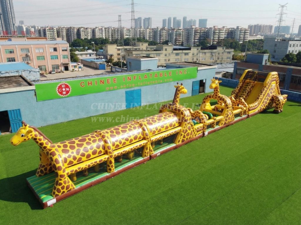 T7-4554 Giraffe Theme Infltable Obstacle Courses