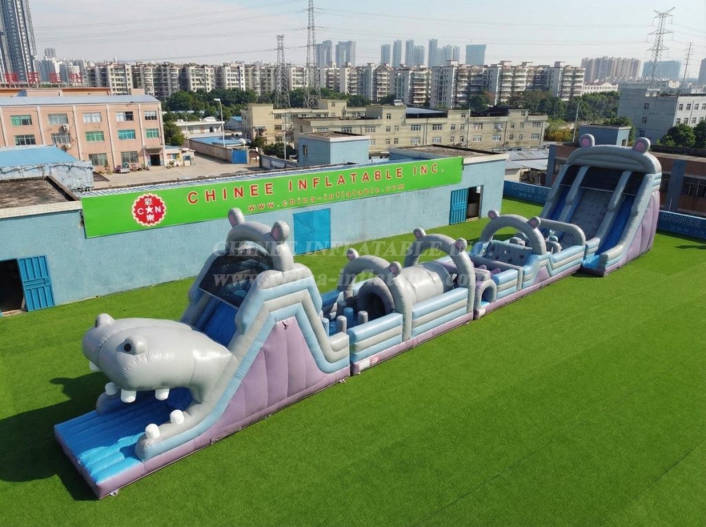 T7-4562 Hippo Theme Infltable Obstacle Courses