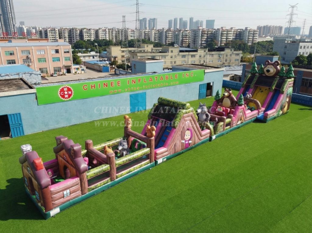 T7-4578 Masha And The Bear Theme Infltable Obstacle Courses