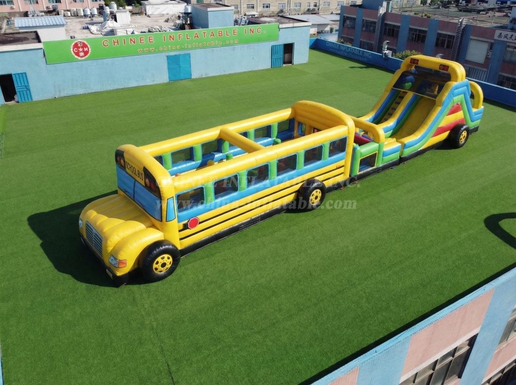 T7-4693 Bus Theme Inflatable Obstacle Courses