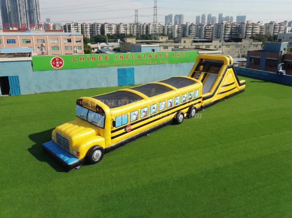 T7-4874 Bus Theme Inflatable Obstacle Courses
