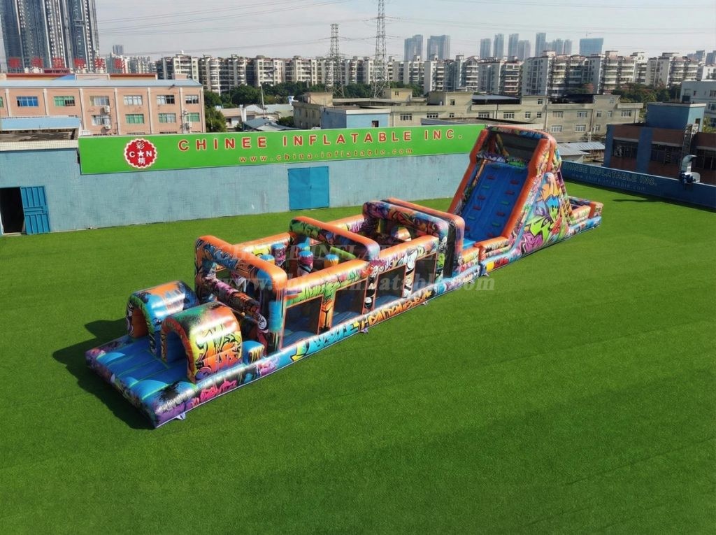 T7-4916 Graffiti Theme Inflatable Obstacle Courses