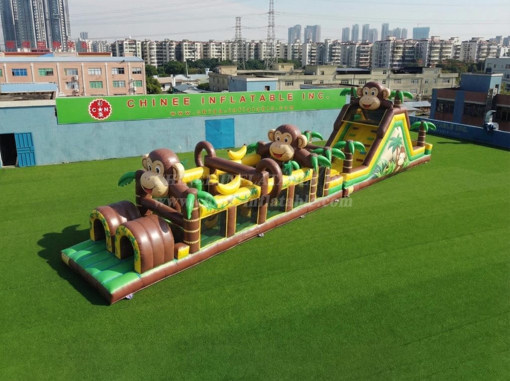 T7-4940 Monkey Theme Inflatable Obstacle Courses