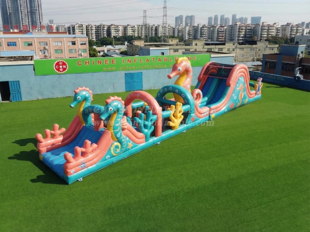 T7-4974 Seahorse Theme Inflatable Obstacle Courses