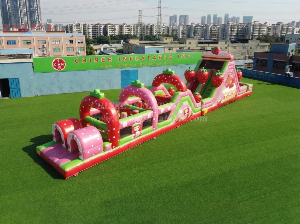 T7-4987 Strawberry Shortcake Theme Inflatable Obstacle Courses