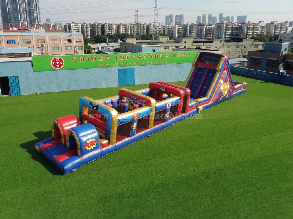 T7-4988 Superhero Theme Inflatable Obstacle Courses