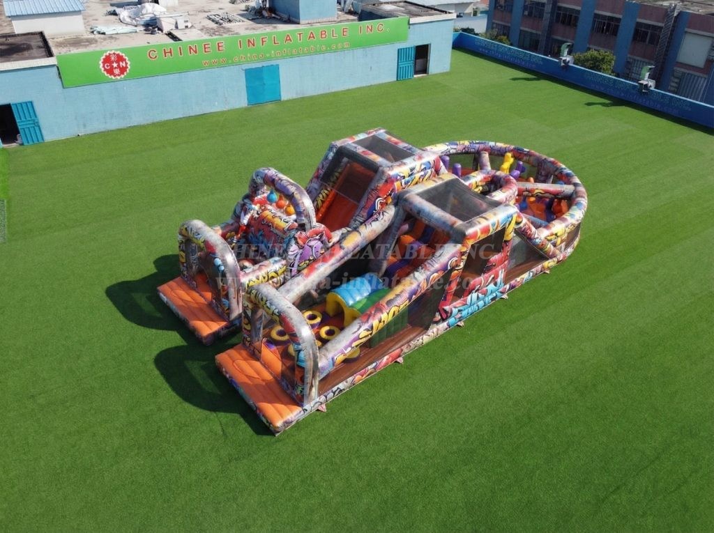 T7-5081 Graffiti Theme Inflatable Obstacle Courses