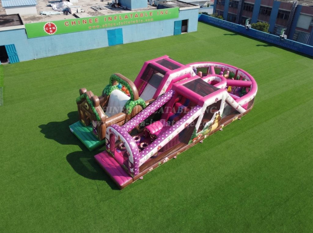 T7-5101 Masha And The Bear Theme Inflatable Obstacle Courses