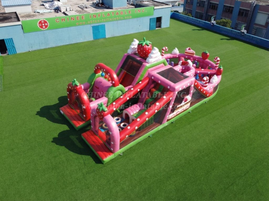 T7-5156 Strawberry Shortcake Theme Inflatable Obstacle Courses