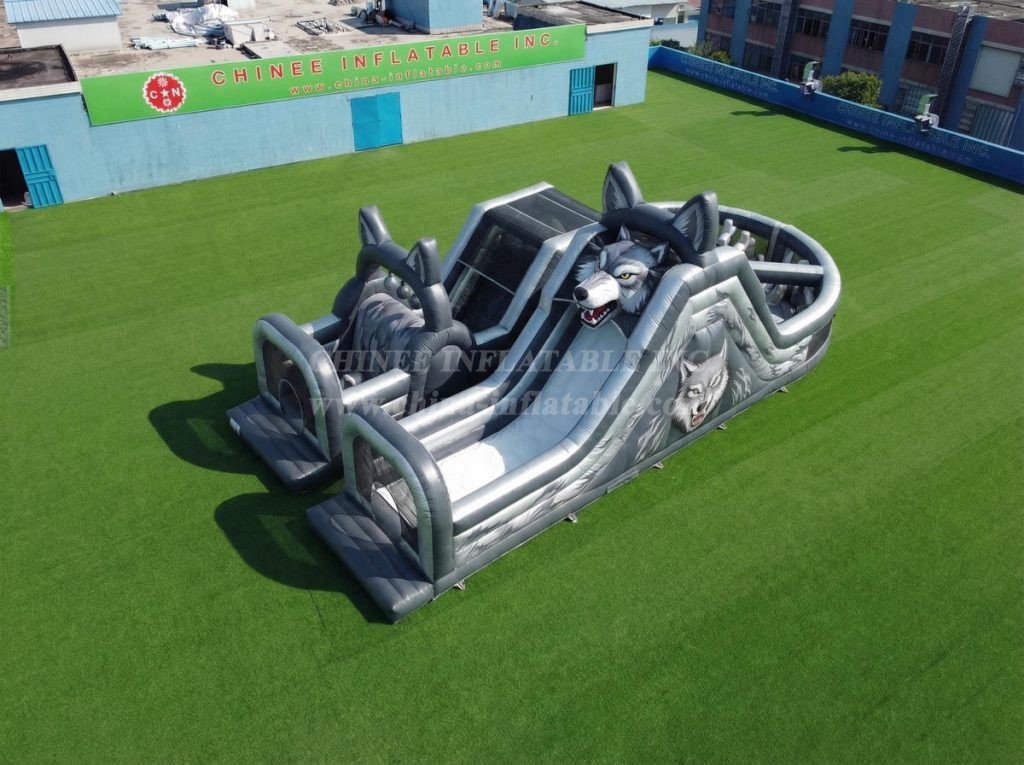 T7-5186 Wolf Theme Inflatable Obstacle Courses