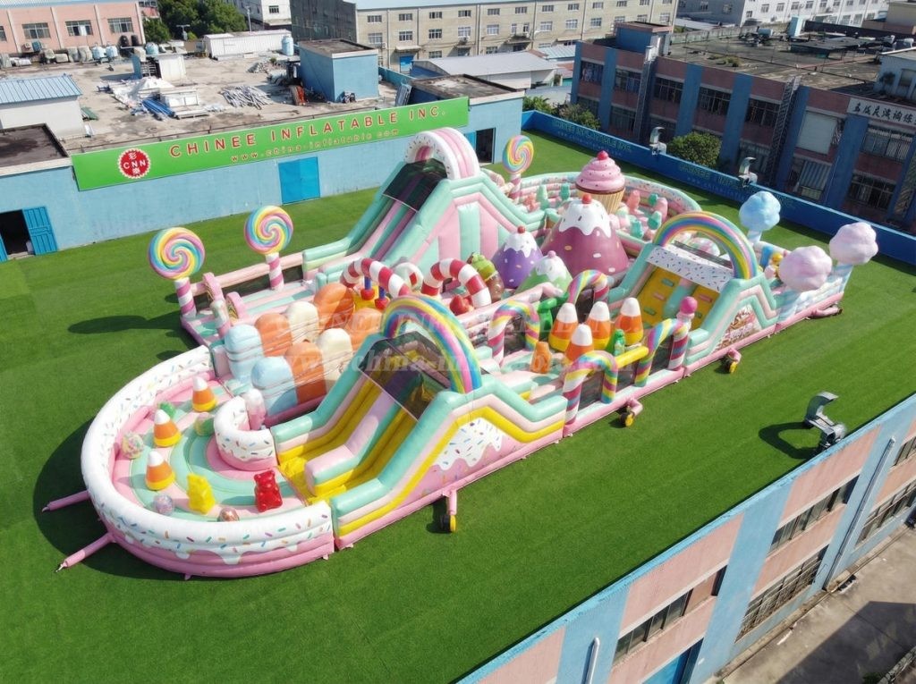 T7-5193 Candy Theme Ginat Inflatable Obstacle Courses Challenging Run