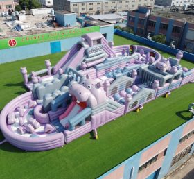 T7-5197 Hippo Theme Ginat Inflatable Obstacle Courses Challenging Run