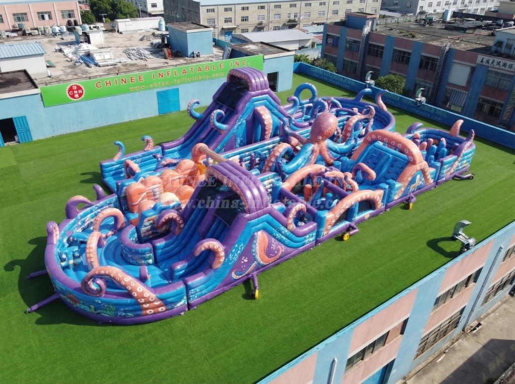T7-5199 Octopus Theme Ginat Inflatable Obstacle Courses Challenging Run