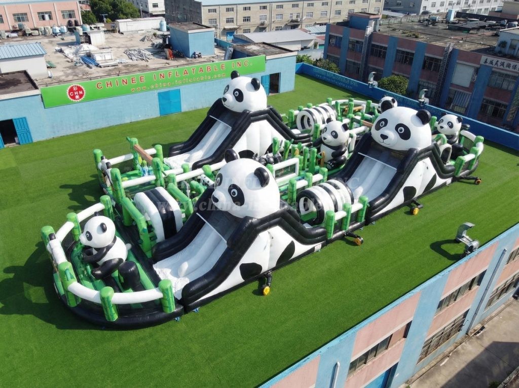 T7-5200 Panda Theme Ginat Inflatable Obstacle Courses Challenging Run