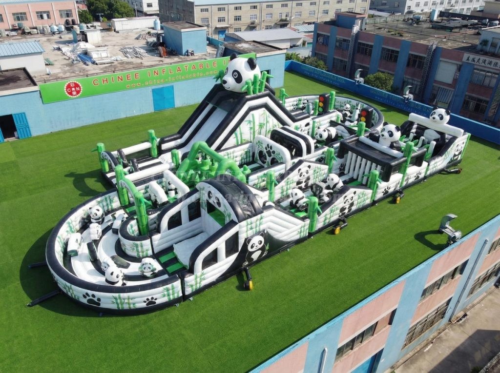 T7-5201 Panda Theme Ginat Inflatable Obstacle Courses Challenging Run