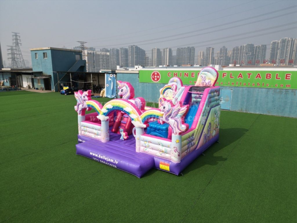 T8-1772 Unicorn Theme Bouncy Castle with Slide