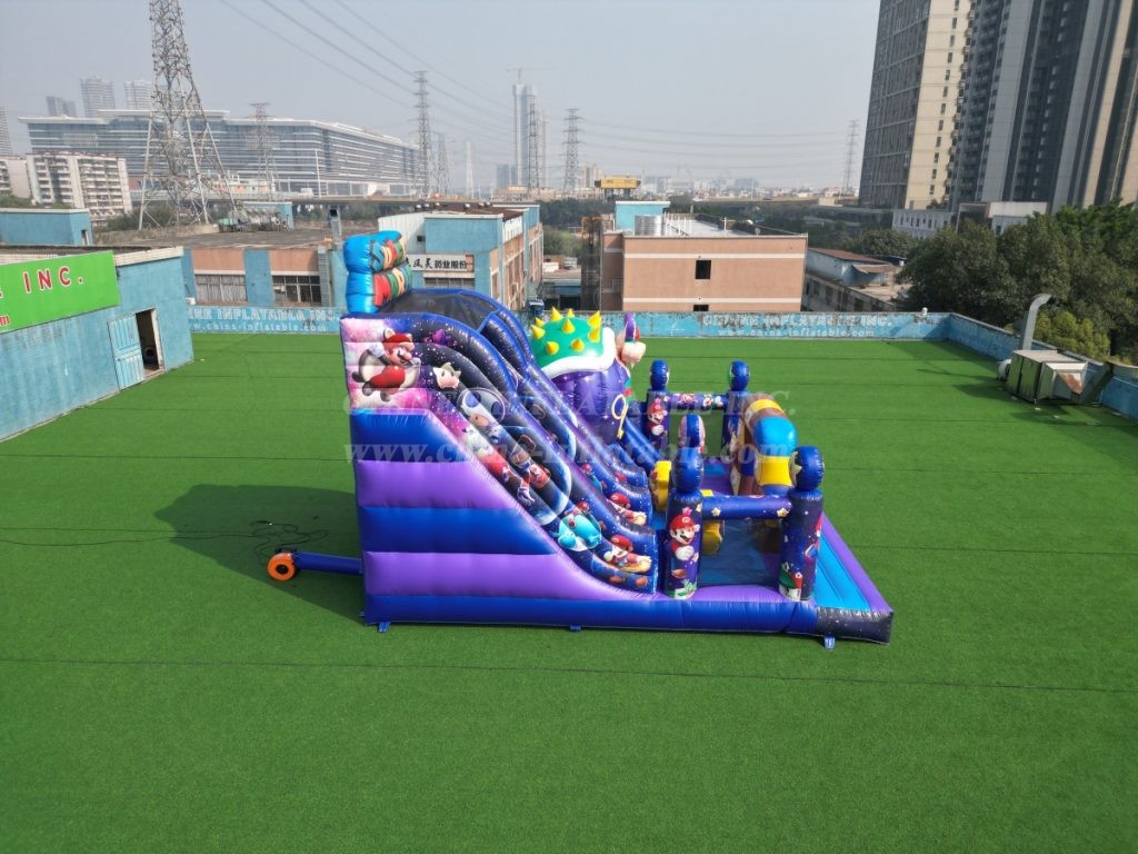 T8-1771 Super Mario-themed inflatable castle with slide