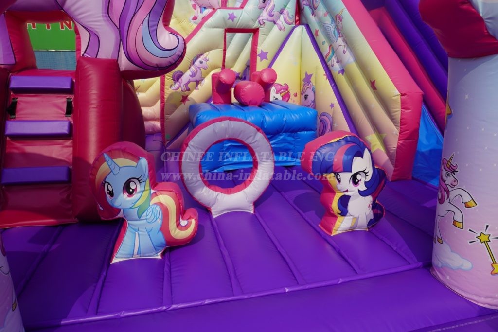 T8-1772 Unicorn Theme Bouncy Castle with Slide