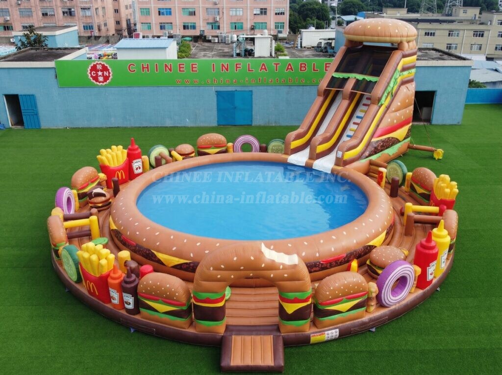 Pool3-876 Hamburger Theme Inflatable Pool Water Park